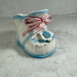 Vintage Rubens Original Baby Bootie Nursery Planter Blue Made in Japan 3310